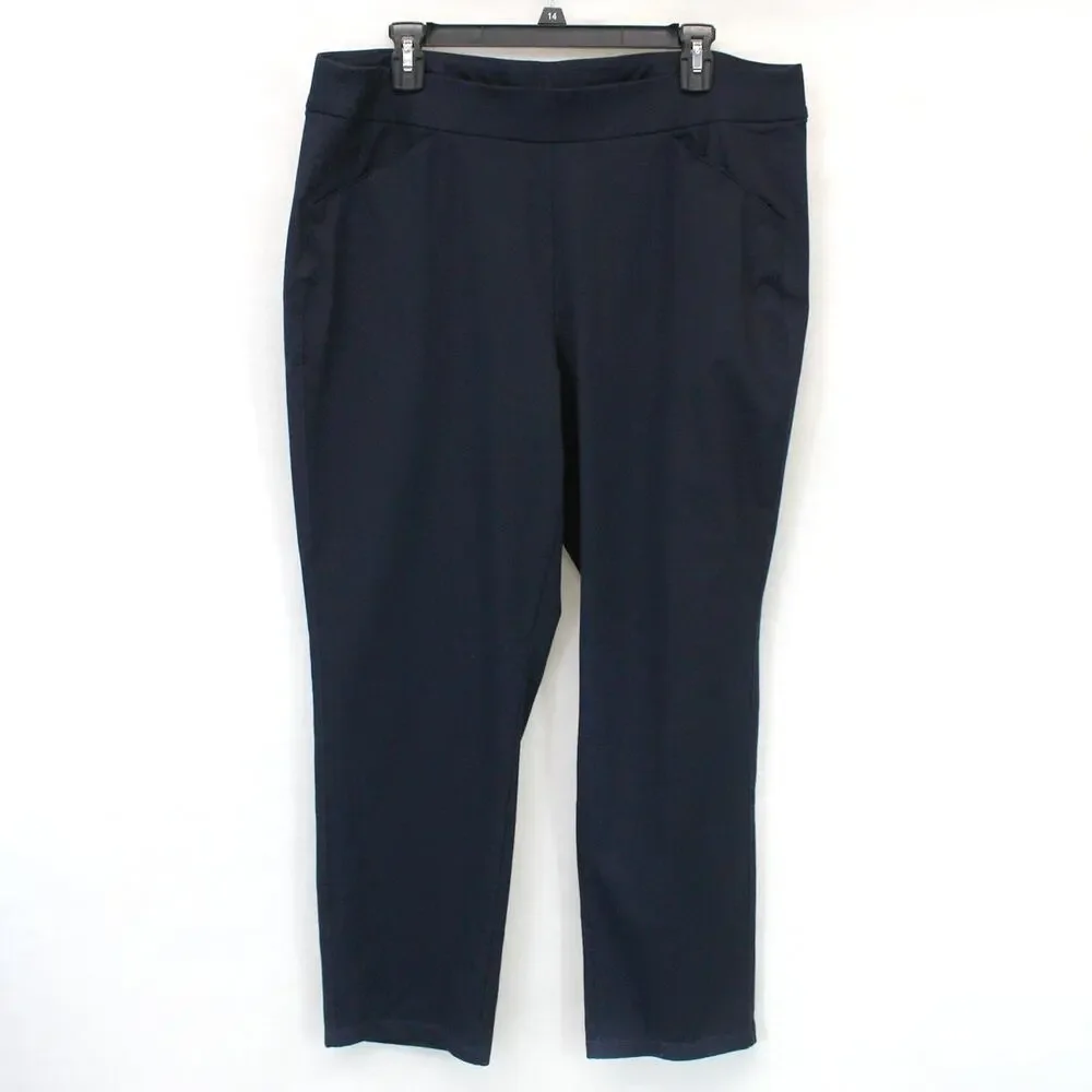 Chico's Travelers Navy Straight Ankle Pants 3R XL Rayon Spandex Stretch Sport